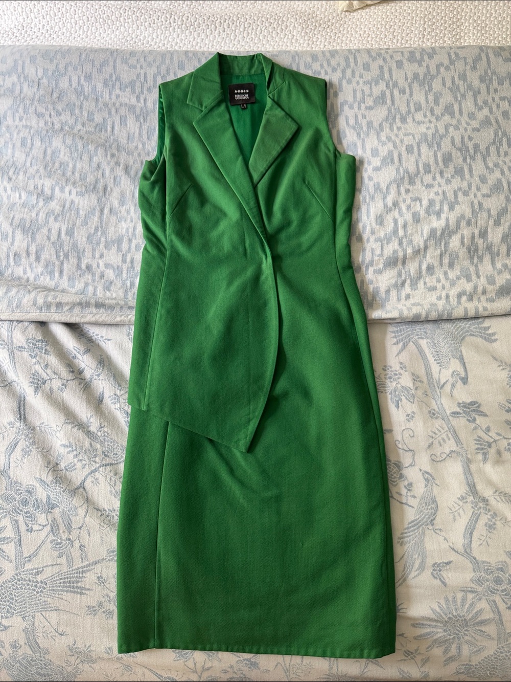 Akris for Bergdorf Goodman Emerald Green Sleeveless Midi Blazer Dress